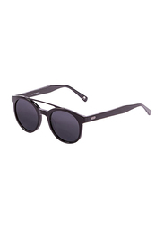 Ocean Glasses Polarized Full Rim Round Tiburon Shiny Black Frame Sunglasses Unisex Smoke Lens, 66/15/134