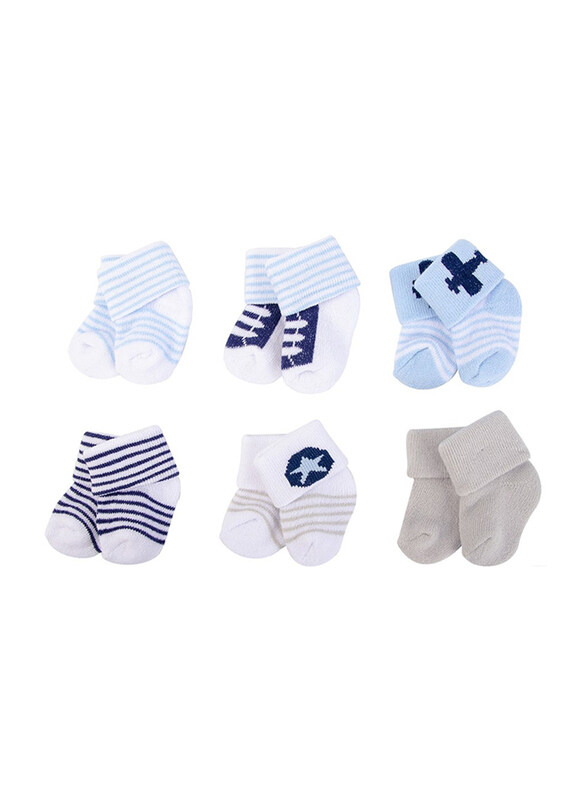 

Luvable Friends Baby Terry Socks Airplane, 6 Pieces, Multicolour