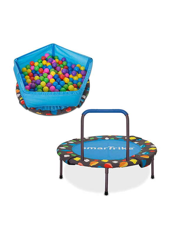 SmarTrike 3-in-1 Trampoline Activity Center with 100 Colorful Balls, Multicolour
