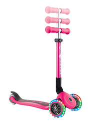 Globber Junior Foldable Lights Neon Pink Scooter, Neon Pink