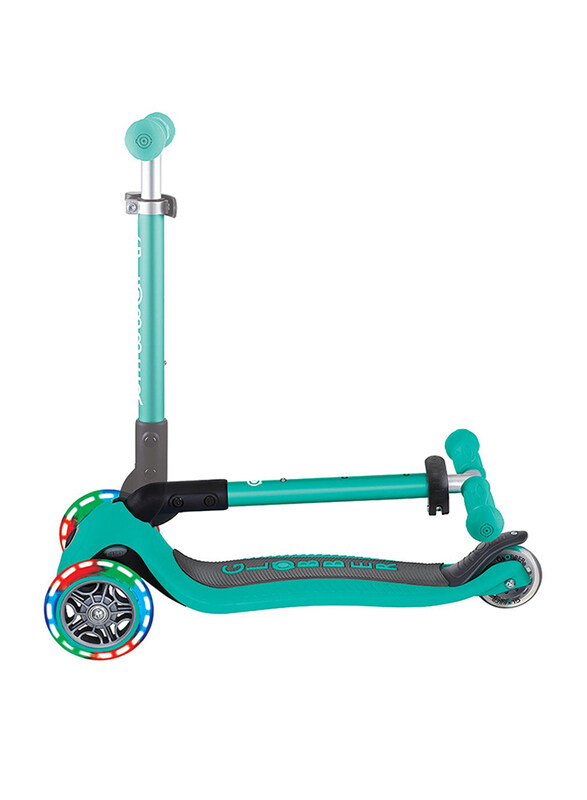 Globber Junior Foldable Lights Emerald Green Scooter, Emerald Green