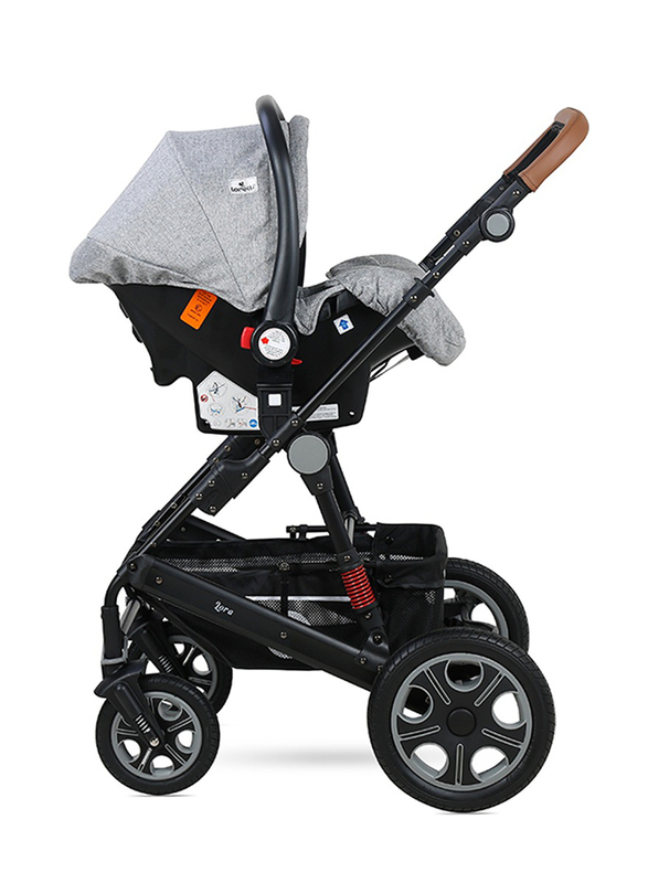 Lorelli Premium Lora Baby Stroller Set, Cool Grey Elephants