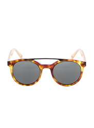 Ocean Glasses Polarized Full Rim Round Tiburon Demy Brown Frame Sunglasses Unisex Smoke Lens, 66/15/134