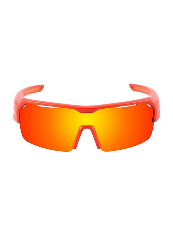 Ocean Glasses Half Rim Shield Race Matte Red Sunglasses Unisex with Revo Red Lens and Red Nose Pad