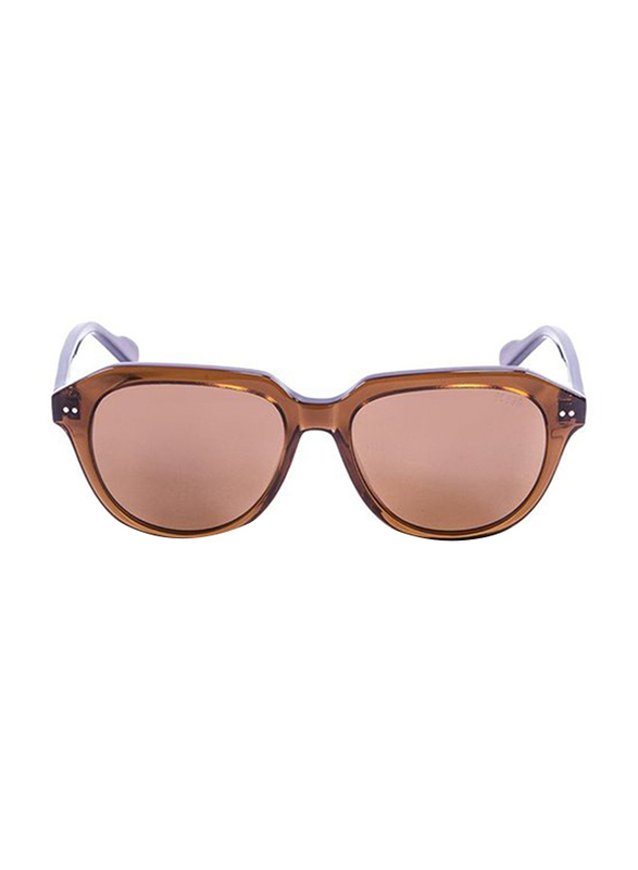 Ocean Glasses Polarized Full Rim Oval Mavericks- Dark Brown Transparent Frame Sunglasses Unisex, Brown Lens, 51/13/130