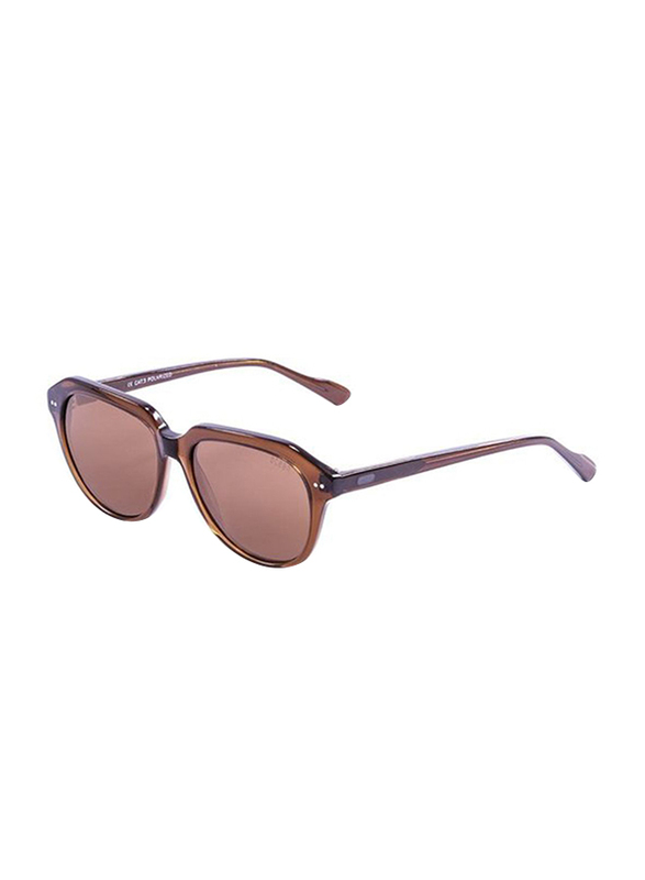 Ocean Glasses Polarized Full Rim Oval Mavericks- Dark Brown Transparent Frame Sunglasses Unisex, Brown Lens, 51/13/130