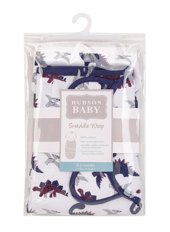 

Hudson Baby Dinosaurs Wrap Swaddle Blanket, Black/White