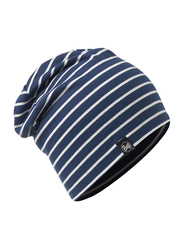 Buff Denim Stripes Cotton Hat Unisex, One Size, Blue