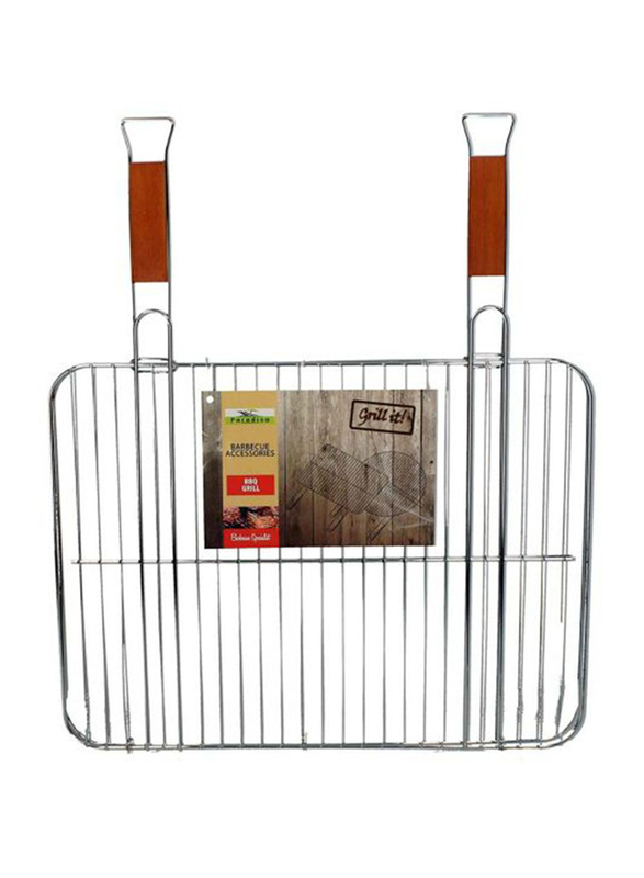 Paradiso BQ Grill with 2 Wooden Handle, Silver