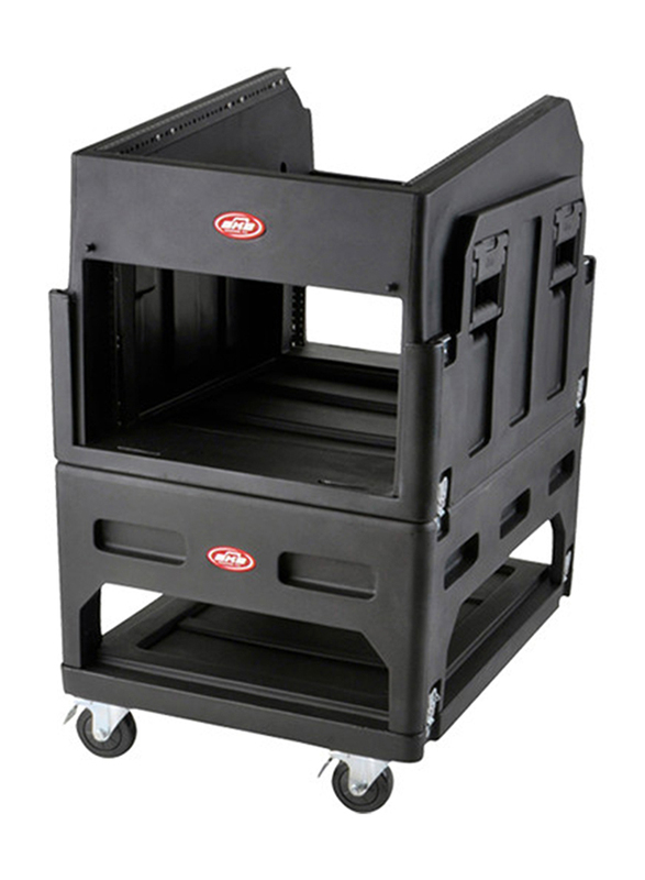 SKB Mighty Gig Rig Built-In Pedestal 14U+ Top Rack 6U Front Rack with Rear Rails, Black