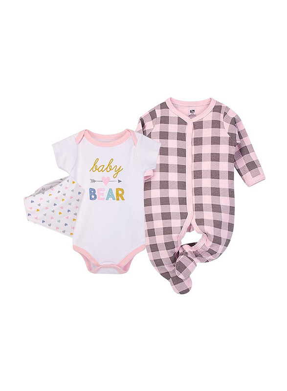 

Hudson Baby Layette Set Lattice, 3 Pieces, 0-3 Months, Pink/White