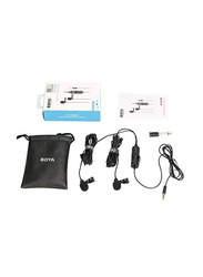 Boya Dual Lavalier Microphone for Smartphone/DSLR Camera/Camcorders/PC, Black