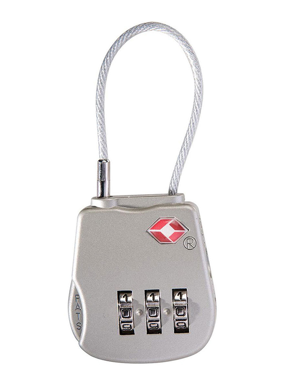 Pelican Tsa Approved Cable Pad Lock, Silver