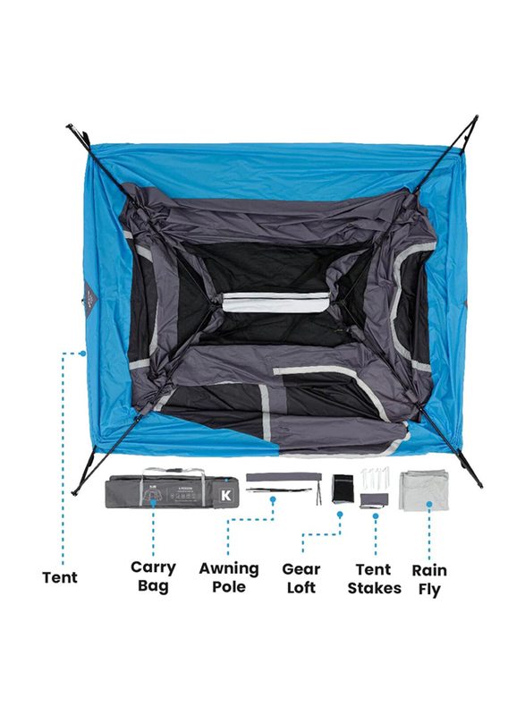 Kore Outdoor Lighted Instant Cabin Tent, 6 Person, Grey/Blue