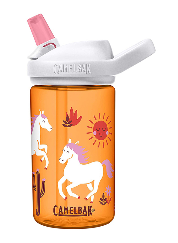 Camelbak Eddy+ Wild Horses Kids Water Bottle, 14oz, White/Orange