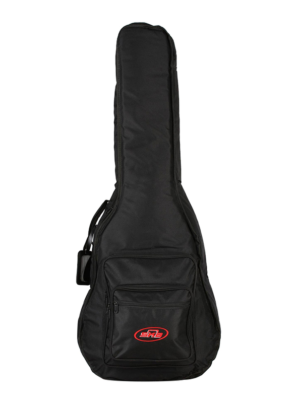 SKB Nylon Exterior Back Straps Acoustic Guitar Gig Bag, Black