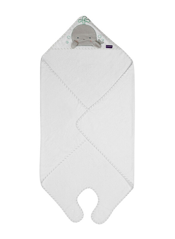 

Clevamama Extra Large Bamboo Apron Baby Bath Towel, White/Grey