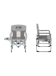 Kore Outdoor Portable Folding Director Camping Chair with Side Table, Grey