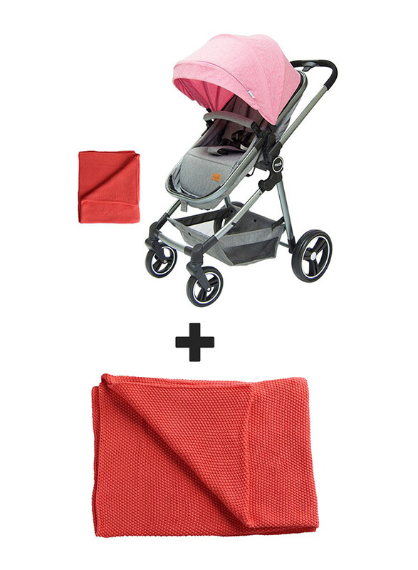 

Moon 2-in-1 Aluminum Frame Baby Stroller + Cotton Cellular Baby Blanket, Orange/Pink