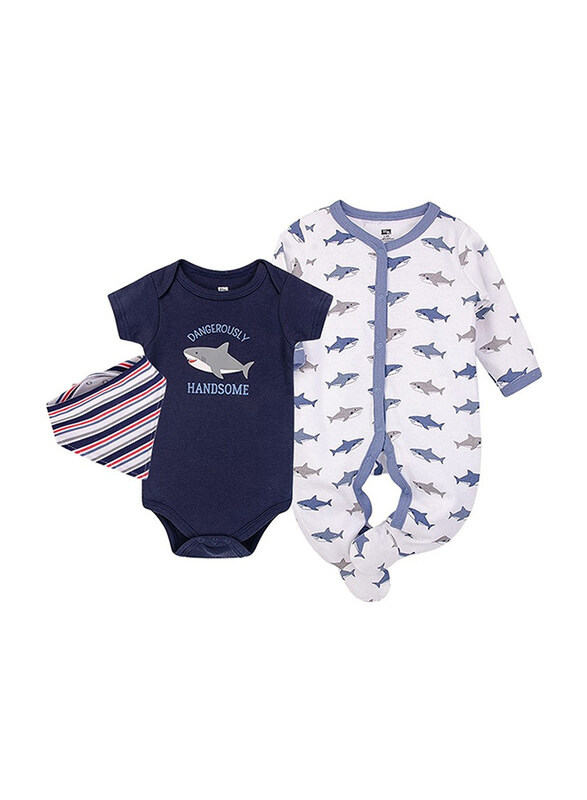 

Hudson Baby Layette Set Sharks, 3 Pieces, 0-3 Months, Black/White