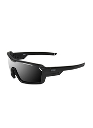 Ocean Glasses Polarized Full Rim Shield Chameleon Shiny Black Frame Sunglasses Unisex, Smoke Lens Black Nose Pad, 40/11/70