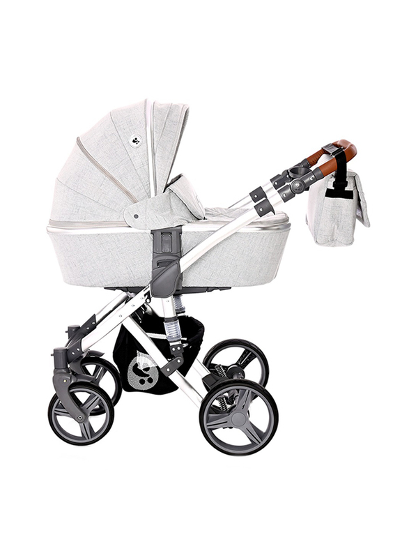 Lorelli Classic Rimini Baby Stroller with Mama Bag, Grey/Black Dots