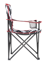 Bo-Camp Madison Armrests Folding Chair with Special Drinks Holder, Black/White