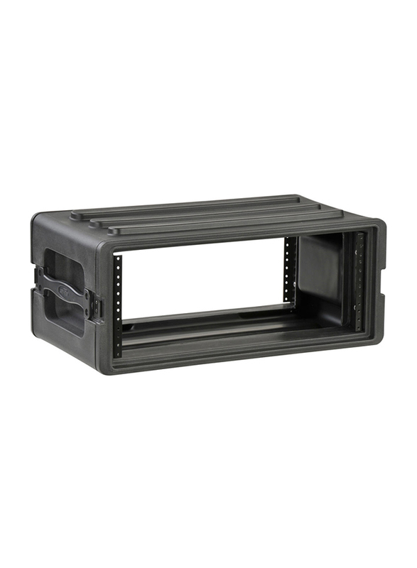 SBK 10.5 Inch Deep 4U Shallow Roto Rack Case with Steel Rails, Black