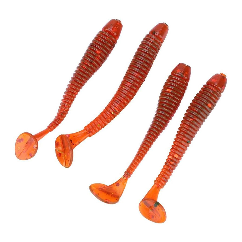 Fishing Lures Bass Worm Bait, 50PCS Soft Plastic Fishing Lures T-Tail Grub Worm Baits Fish Tackle Accessory for Saltwater Freshwater Trout Bass Fishing