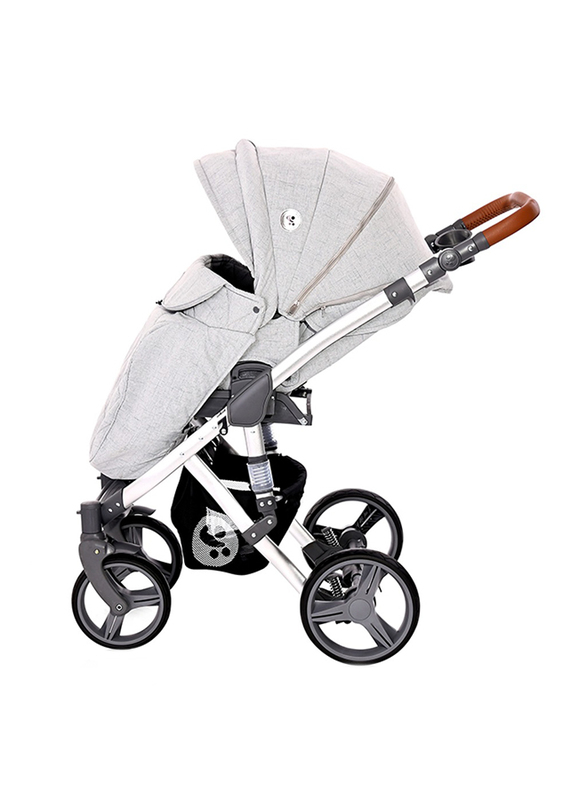 Lorelli Classic Rimini Baby Stroller with Mama Bag, Grey/Black Dots