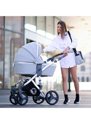 Lorelli Classic Rimini Baby Stroller with Mama Bag, Grey/Black Dots