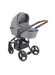 Lorelli Classic Rimini Baby Stroller with Mama Bag, Dark Grey/Black Ligh