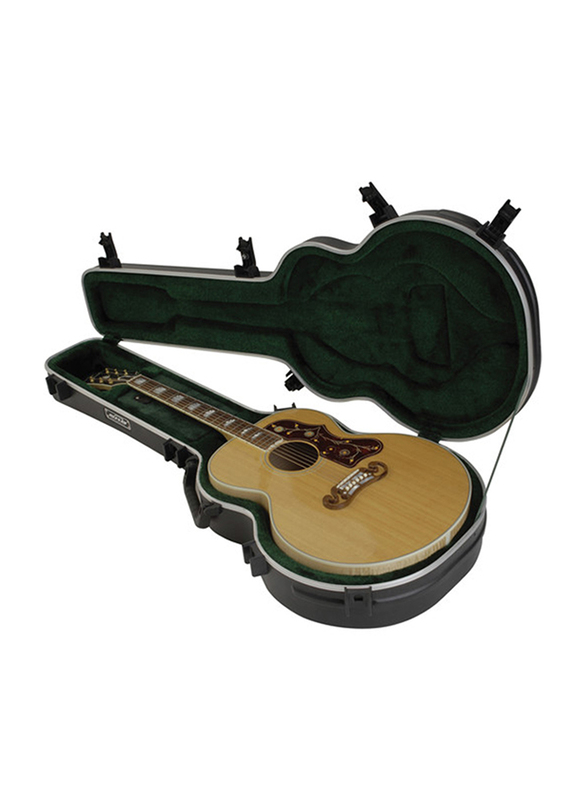 SKB Universal Jumbo Acoustic Shaped Hardshell TSA Latch Over Molded Handle Deluxe Guitar Case, Black