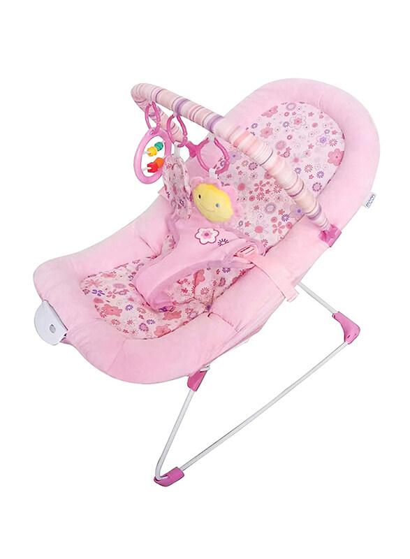 

Moon Hop-Hop Bouncer Padded Baby Rocker Chair with Hanging Baby Toys & Calming Vibration, 0 + Months, Pink