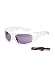 Ocean Glasses Polarized Full Rim Rectangular Antigua Shiny White Frame Sunglasses Unisex, Smoke Lens