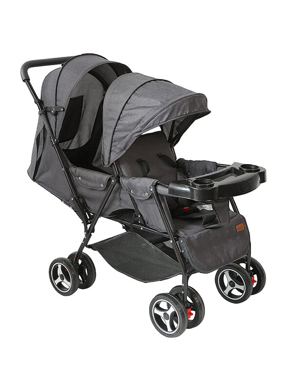

Moon Magnum Tandem Easy Fold Twin Travel Stroller, Black/Grey Dots