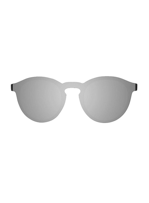 Ocean Glasses Milan Full-Rim Round Matte Black Frame Sunglasses Unisex, Mirrored Silver Flat Lens, 52/12/138
