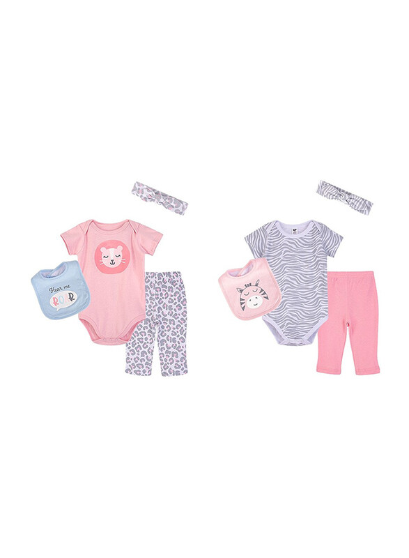 

Hudson Baby Safari Clothing Gift Set for Baby Girls, 8 Piece, 0-6 Months, Multicolour