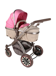 Lorelli Premium Aurora Fashion Girl Baby Stroller, Rose Pink/Beige