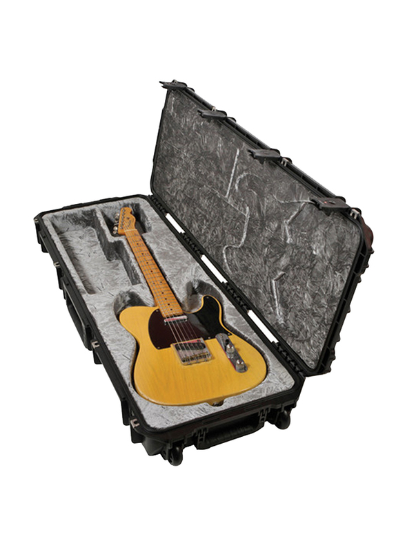 SKB iSeries Strat/Tele Shaped Interior TSA Latches Guitar Case with Wheels, Black
