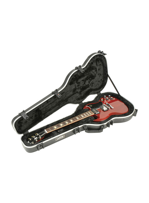 SKB SG Type Shaped Hardshell TSA Latch Over Molded Handle Guitar Case, Black