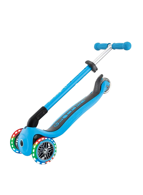 Globber Primo Foldable Lights Scooter, Light Blue