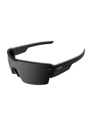 Ocean Glasses Half Rim Shield Race- Shiny Black Sunglasses Unisex with Smoke Lens and Black Nose Pad