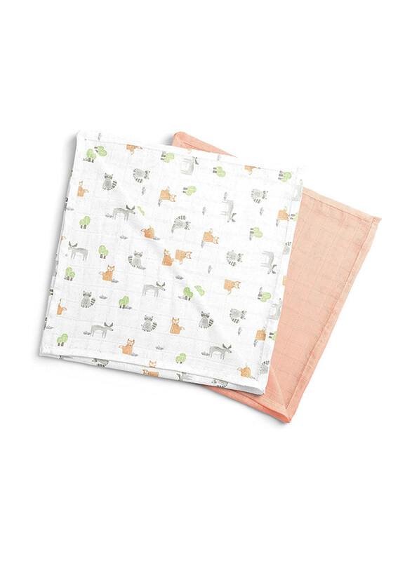 

Moon Bamboo Muslin Forest Print Wrap Swaddle, Newborn, 2 Pieces, Peach