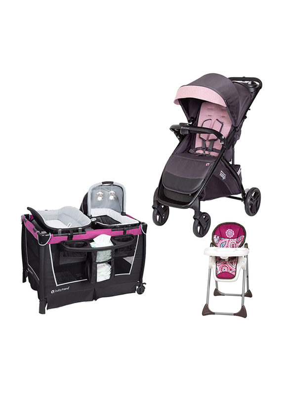 Baby Trend Tango Stroller Cassis & Sit Right Highchair & Retreat Nursery Centre, Multicolour