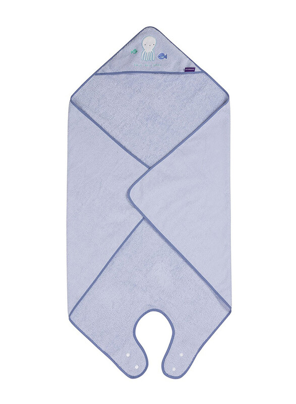 

Clevamama Extra Large Cotton Apron Baby Bath Towel, Blue