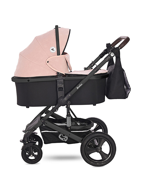 Lorelli Premium 3 in 1 Boston Baby Stroller, Cameo Rose Stars Pink