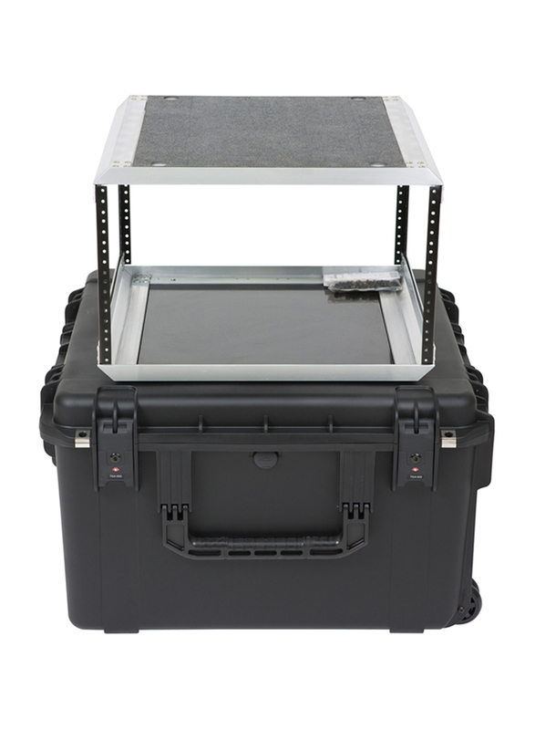 SKB iSeries Case with Removeable 10U Aluminum Shallow Rack Cage with TSA Locks and Wheels, Black