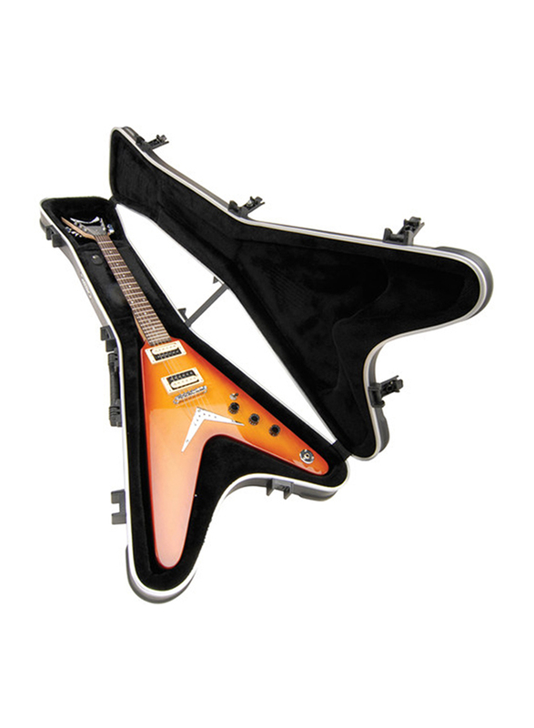 SKB Gibson Flying V Type Hardshell TSA Latch Over Molded Handle Guitar Case, Black