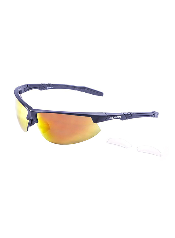 Ocean Glasses Polarized Half Rim Sport Lanzarote Frame Sunglasses Unisex Matt Black 2 Red Revo + Transparent